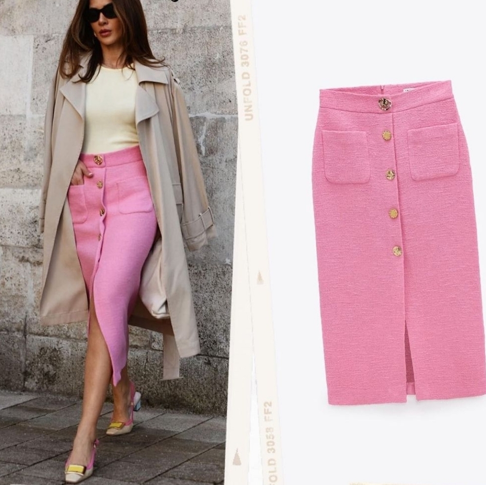 Zara Pink Midi Skirt